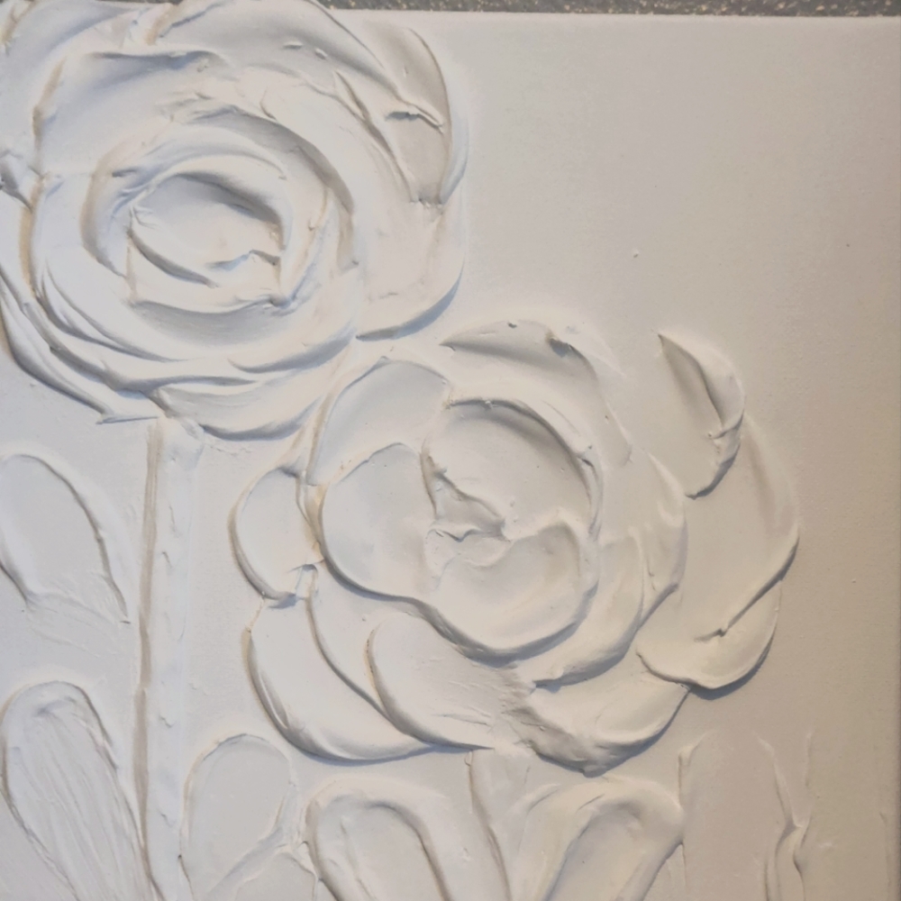 10 x 10  White sculpted canvas painting